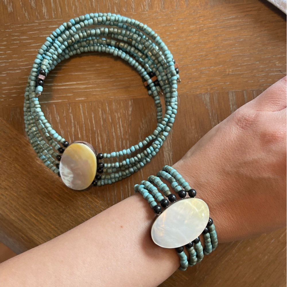 Matching beaded choker necklace and bracelet